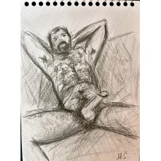 Summer Heat. Male Nude — Original Male Nude Drawing